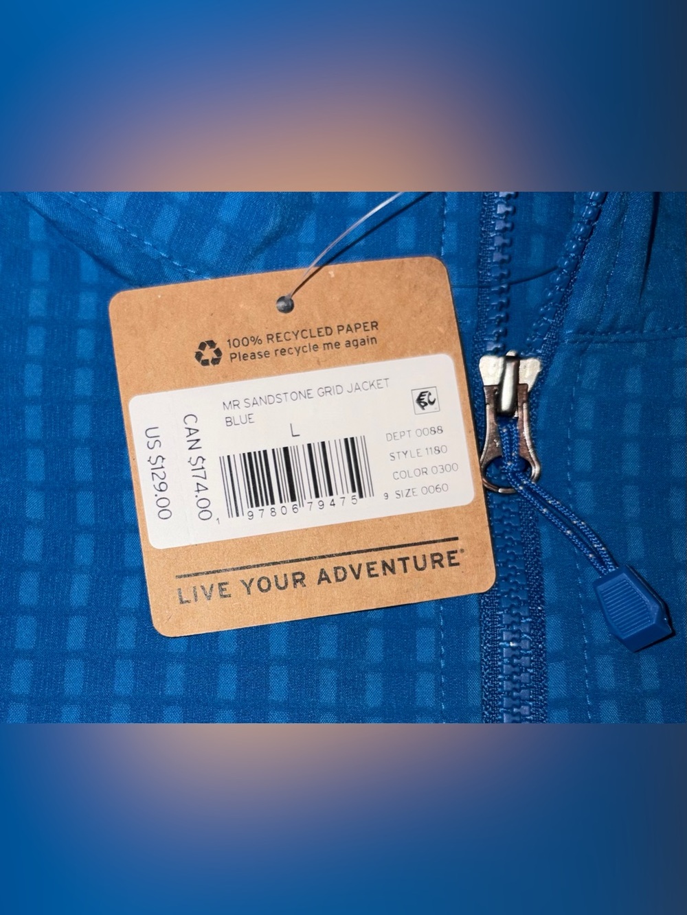 $129 Eddie Bauer Sandstone Grid Blue Jacket Men’s Size: Large - Picture 4 of 8